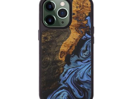 iPhone 13 Pro Wood+Resin Phone Case - Aleena (Dark Blue, 578503) Supply