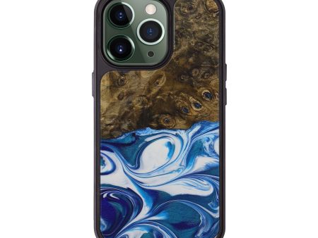 iPhone 13 Pro Wood+Resin Phone Case - Aleda (Dark Blue, 584903) Sale