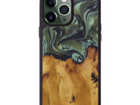 iPhone 13 Pro Max Wood+Resin Phone Case - Dawne (Dark Green, 580579) on Sale