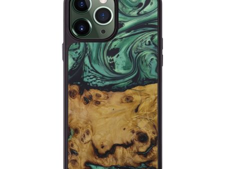 iPhone 13 Pro Max Wood+Resin Phone Case - Elihu (Dark Green, 586915) Online Sale