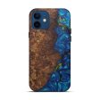 iPhone 12 Wood+Resin Live Edge Phone Case - Yussuf (Teal & Gold, 581683) Supply