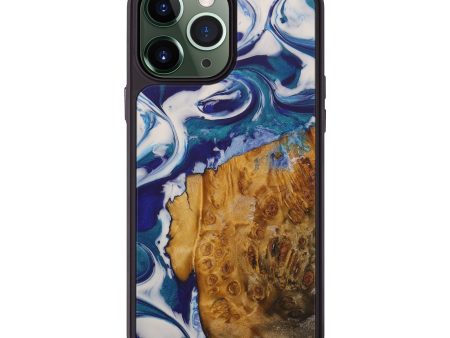 iPhone 13 Pro Max Wood+Resin Phone Case - Zetta (Dark Blue, 584908) Online now