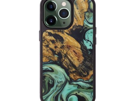 iPhone 13 Pro Wood+Resin Phone Case - Rena (Dark Green, 576376) Online Hot Sale