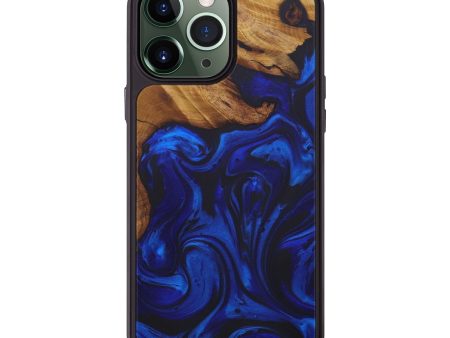 iPhone 13 Pro Max Wood+Resin Phone Case - Manly (Dark Blue, 583384) Cheap