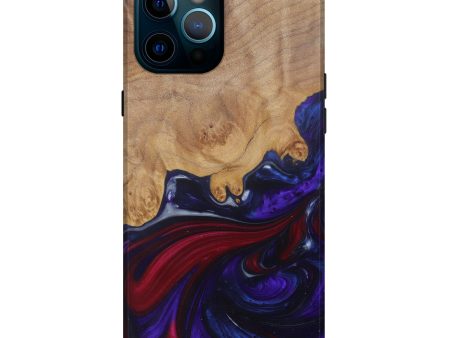 iPhone 12 Pro Max Wood+Resin Live Edge Phone Case - Voort (Dark Blue, 581675) on Sale