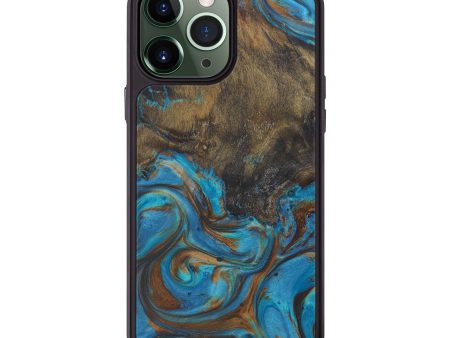 iPhone 13 Pro Max Wood+Resin Phone Case - Modesta (Teal & Gold, 579079) on Sale