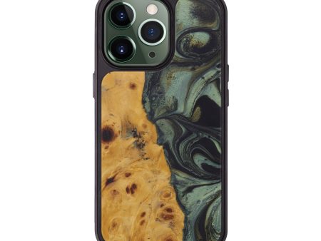 iPhone 13 Pro Wood+Resin Phone Case - Arif (Dark Green, 577753) on Sale