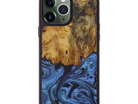 iPhone 13 Pro Max Wood+Resin Phone Case - Marne (Dark Blue, 578634) For Sale