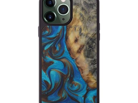 iPhone 13 Pro Max Wood+Resin Phone Case - Antionette (Teal & Gold, 576643) Supply