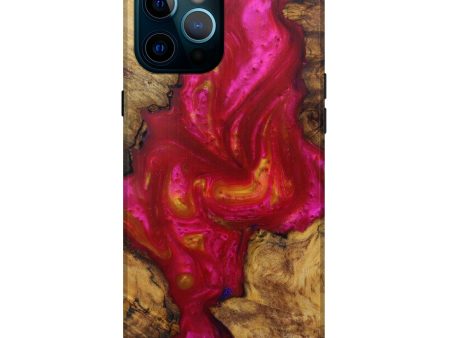 iPhone 12 Pro Max Wood+Resin Live Edge Phone Case - Allix (Dark Red, 582804) For Cheap