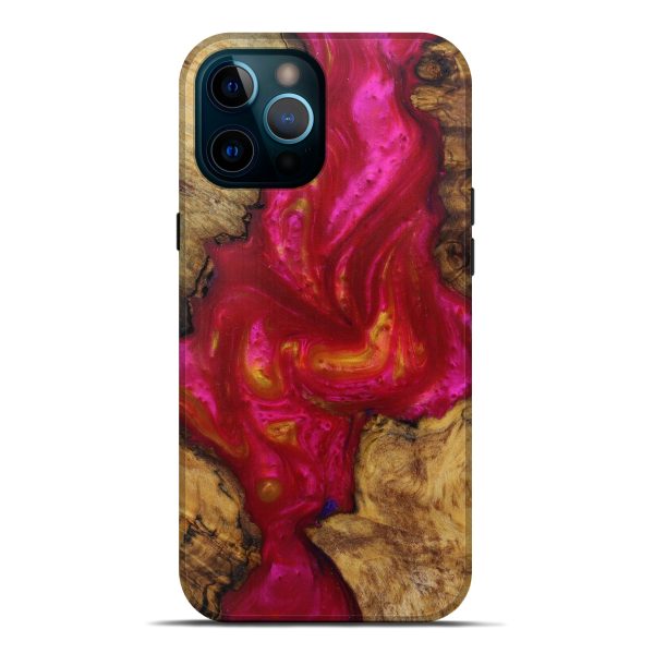 iPhone 12 Pro Max Wood+Resin Live Edge Phone Case - Allix (Dark Red, 582804) For Cheap