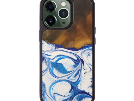 iPhone 13 Pro Wood+Resin Phone Case - Bernardina (Light Blue, 577869) For Cheap