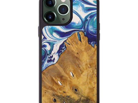 iPhone 13 Pro Max Wood+Resin Phone Case - Dillion (Dark Blue, 578638) Online now