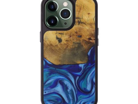 iPhone 13 Pro Wood+Resin Phone Case - Allsun (Dark Blue, 583429) Cheap