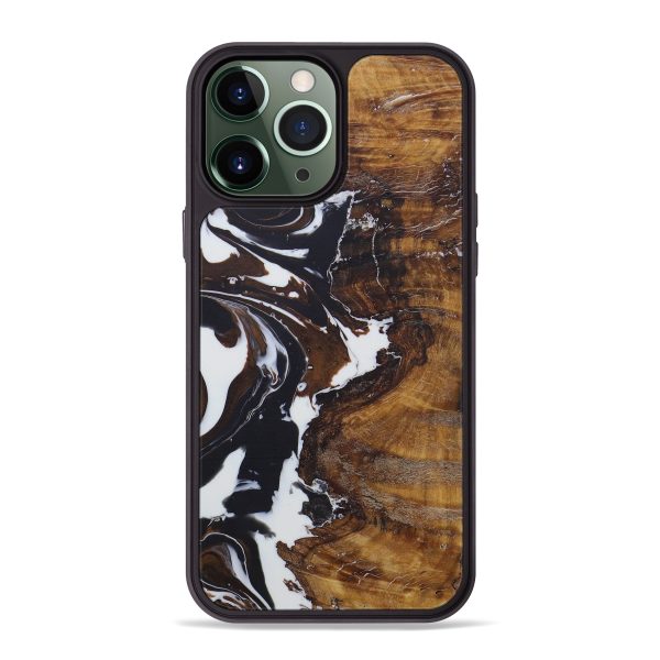 iPhone 13 Pro Max Wood+Resin Phone Case - Sherwin (Black & White, 579614) Cheap