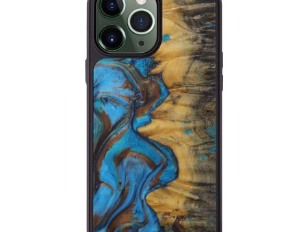 iPhone 13 Pro Max Wood+Resin Phone Case - Thompson (Teal & Gold, 576630) For Discount