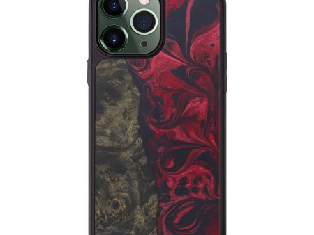 iPhone 13 Pro Max Wood+Resin Phone Case - Aaron (Dark Red, 577653) on Sale