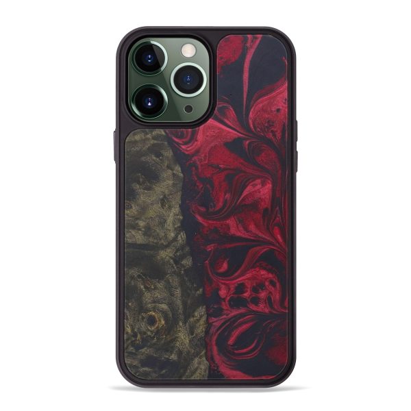 iPhone 13 Pro Max Wood+Resin Phone Case - Aaron (Dark Red, 577653) on Sale