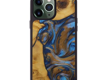 iPhone 13 Pro Max Wood+Resin Phone Case - Dorie (Teal & Gold, 581645) Fashion