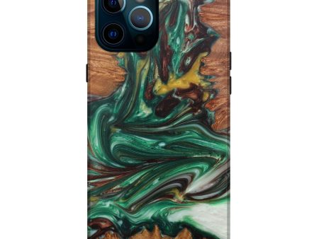 iPhone 12 Pro Max Wood+Resin Live Edge Phone Case - Cuong (Dark Green, 576807) Hot on Sale