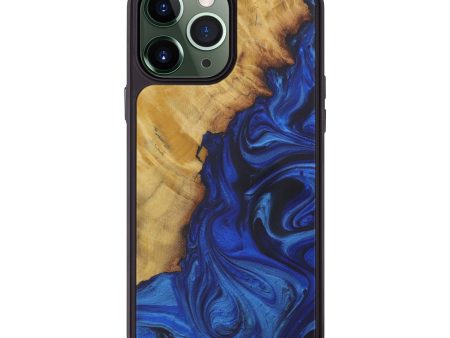 iPhone 13 Pro Max Wood+Resin Phone Case - Coty (Dark Blue, 581170) For Cheap