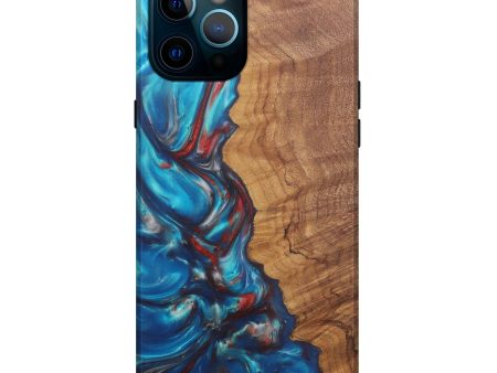 iPhone 12 Pro Max Wood+Resin Live Edge Phone Case - Joye (Light Blue, 579126) Online Sale