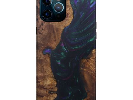 iPhone 12 Pro Max Wood+Resin Live Edge Phone Case - Reginald (Dark Green, 575489) Cheap