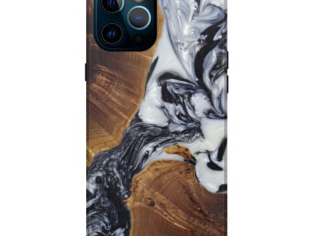 iPhone 12 Pro Max Wood+Resin Live Edge Phone Case - Anallise (Black & White, 575509) For Discount