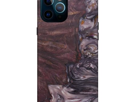 iPhone 12 Pro Max Wood+Resin Live Edge Phone Case - Malethia (Dark Red, 576785) Online Sale