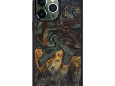 iPhone 13 Pro Max Wood+Resin Phone Case - Rustu (Dark Green, 576365) For Cheap