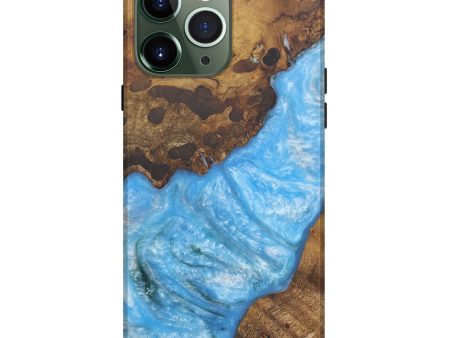 iPhone 13 Pro Max Wood+Resin Live Edge Phone Case - Bep (Light Blue, 579130) Online Sale