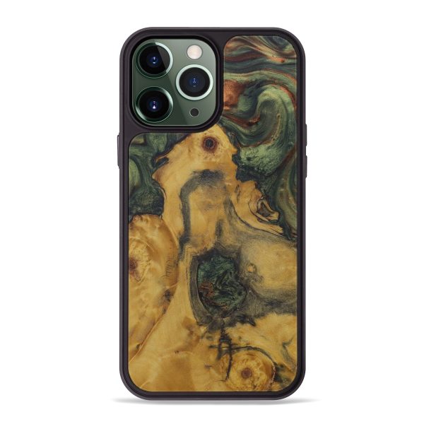 iPhone 13 Pro Max Wood+Resin Phone Case - Porfirio (Dark Green, 581378) Sale