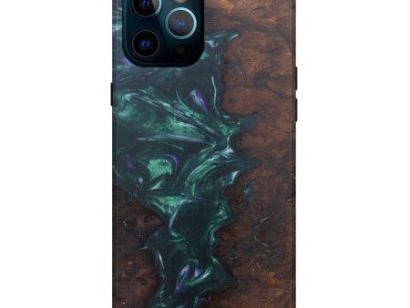 iPhone 12 Pro Max Wood+Resin Live Edge Phone Case - Reyaud (Dark Green, 574864) Discount