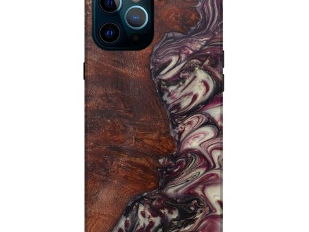 iPhone 12 Pro Max Wood+Resin Live Edge Phone Case - Sharlene (Dark Red, 582824) Cheap