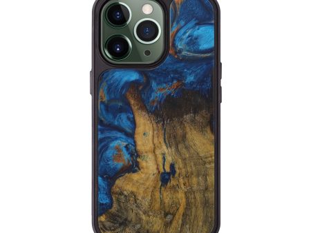 iPhone 13 Pro Wood+Resin Phone Case - Zilpah (Teal & Gold, 579229) on Sale