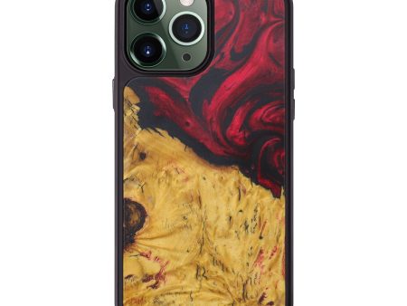 iPhone 13 Pro Max Wood+Resin Phone Case - Uta (Dark Red, 575303) Cheap