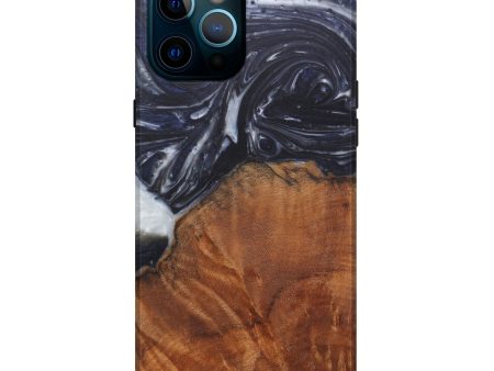 iPhone 12 Pro Max Wood+Resin Live Edge Phone Case - Puneet (Black & White, 577476) Cheap