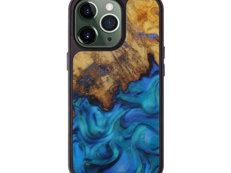 iPhone 13 Pro Wood+Resin Phone Case - Theadore (Light Blue, 583640) For Sale