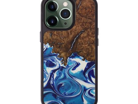 iPhone 13 Pro Wood+Resin Phone Case - Yudy (Light Blue, 587729) Supply