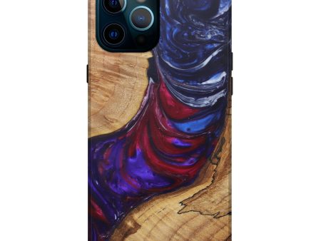 iPhone 12 Pro Max Wood+Resin Live Edge Phone Case - Hephzibah (Dark Blue, 581699) Cheap