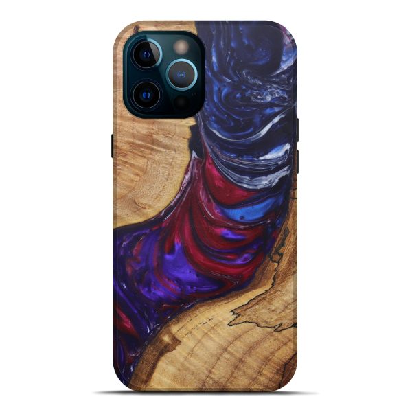 iPhone 12 Pro Max Wood+Resin Live Edge Phone Case - Hephzibah (Dark Blue, 581699) Cheap