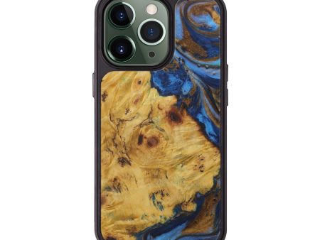 iPhone 13 Pro Wood+Resin Phone Case - West (Teal & Gold, 581745) Online Sale