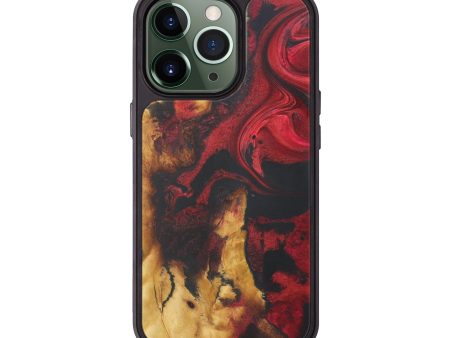 iPhone 13 Pro Wood+Resin Phone Case - Tracy (Dark Red, 580969) Fashion