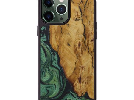 iPhone 13 Pro Max Wood+Resin Phone Case - Brien (Dark Green, 580443) on Sale