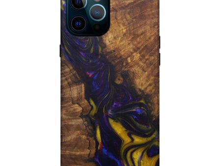 iPhone 12 Pro Max Wood+Resin Live Edge Phone Case - Penny (Dark Blue, 575517) For Cheap