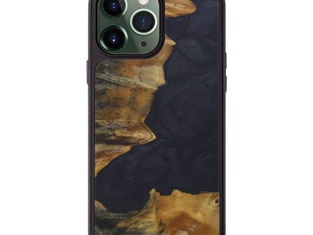 iPhone 13 Pro Max Wood+Resin Phone Case - Lynelle (Pure Black, 577928) on Sale