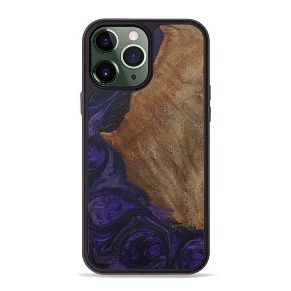 iPhone 13 Pro Max Wood+Resin Phone Case - Laslo (Purple, 582378) Supply