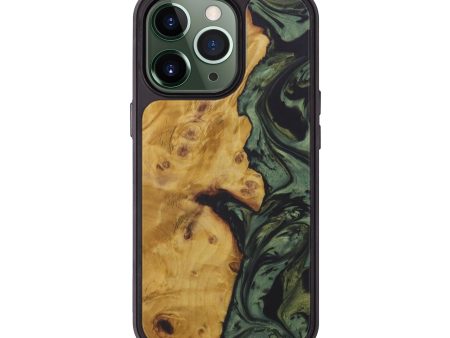 iPhone 13 Pro Wood+Resin Phone Case - Angelique (Dark Green, 583123) Discount