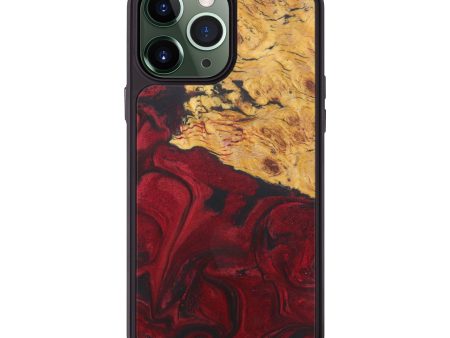 iPhone 13 Pro Max Wood+Resin Phone Case - Derwin (Dark Red, 577531) on Sale