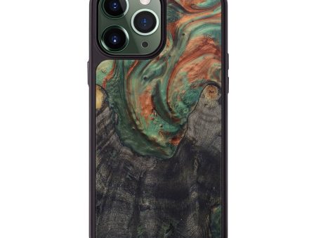 iPhone 13 Pro Max Wood+Resin Phone Case - Braxton (Dark Green, 577365) For Sale